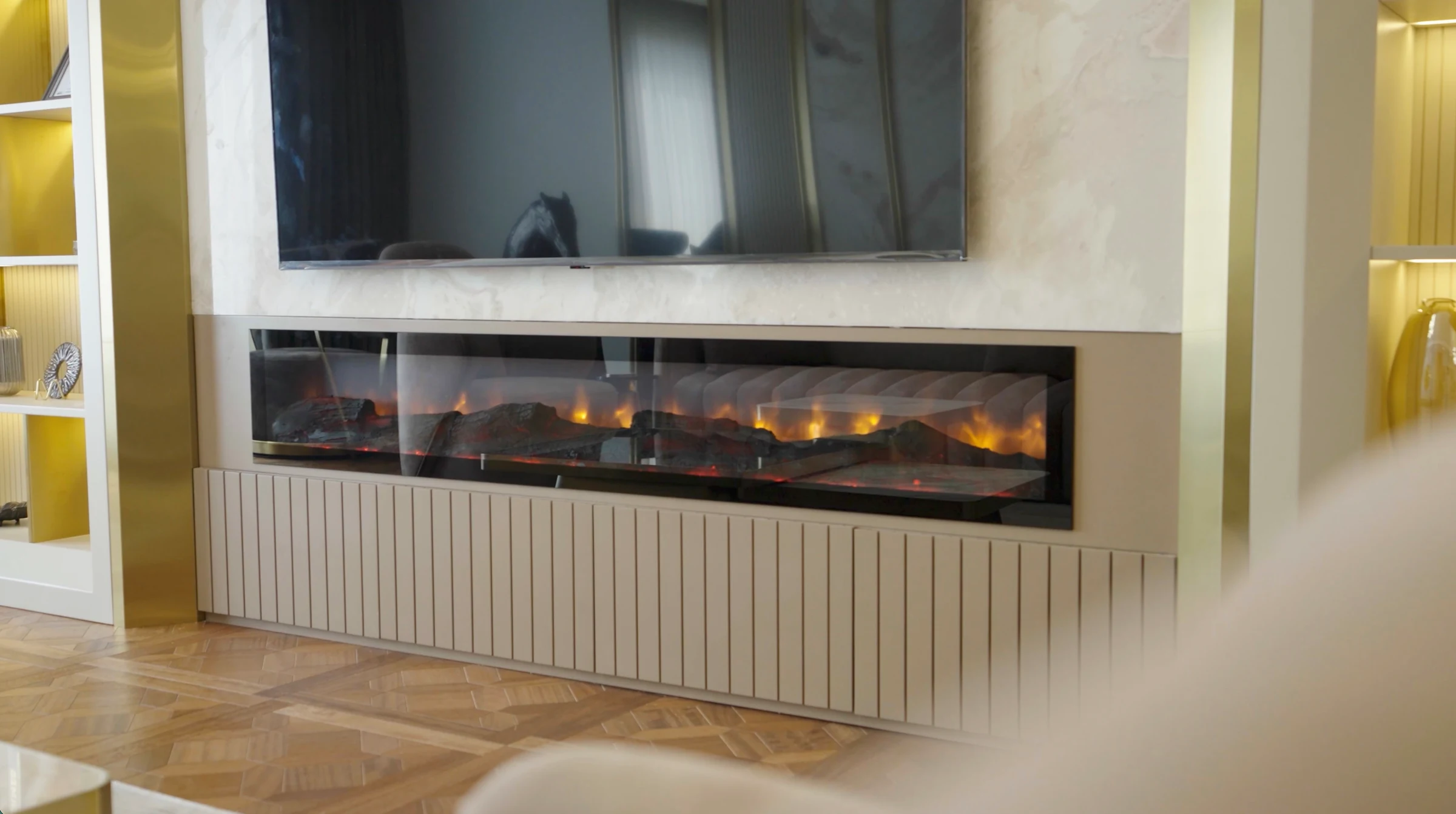 Büyükyalı Interior Design Project · Fireplace and television wall · 3